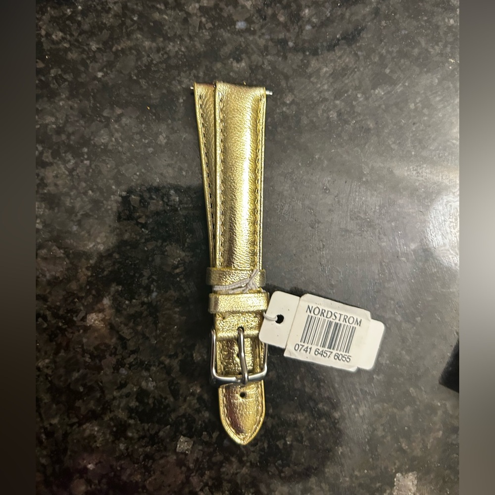 Michele Leather Gold Strap 16 mm